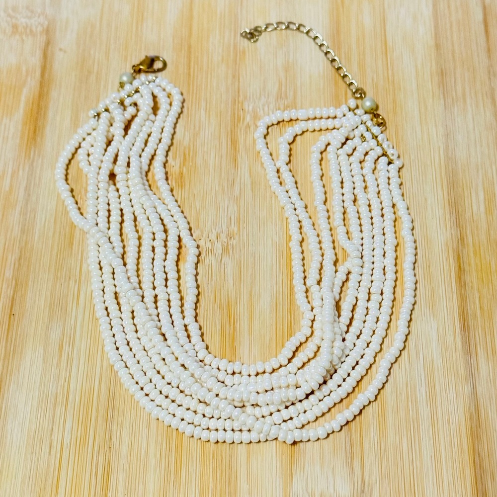 VTG 70s Regal Choker necklace retro White glass‎ beads elegant multi rare 16.5"